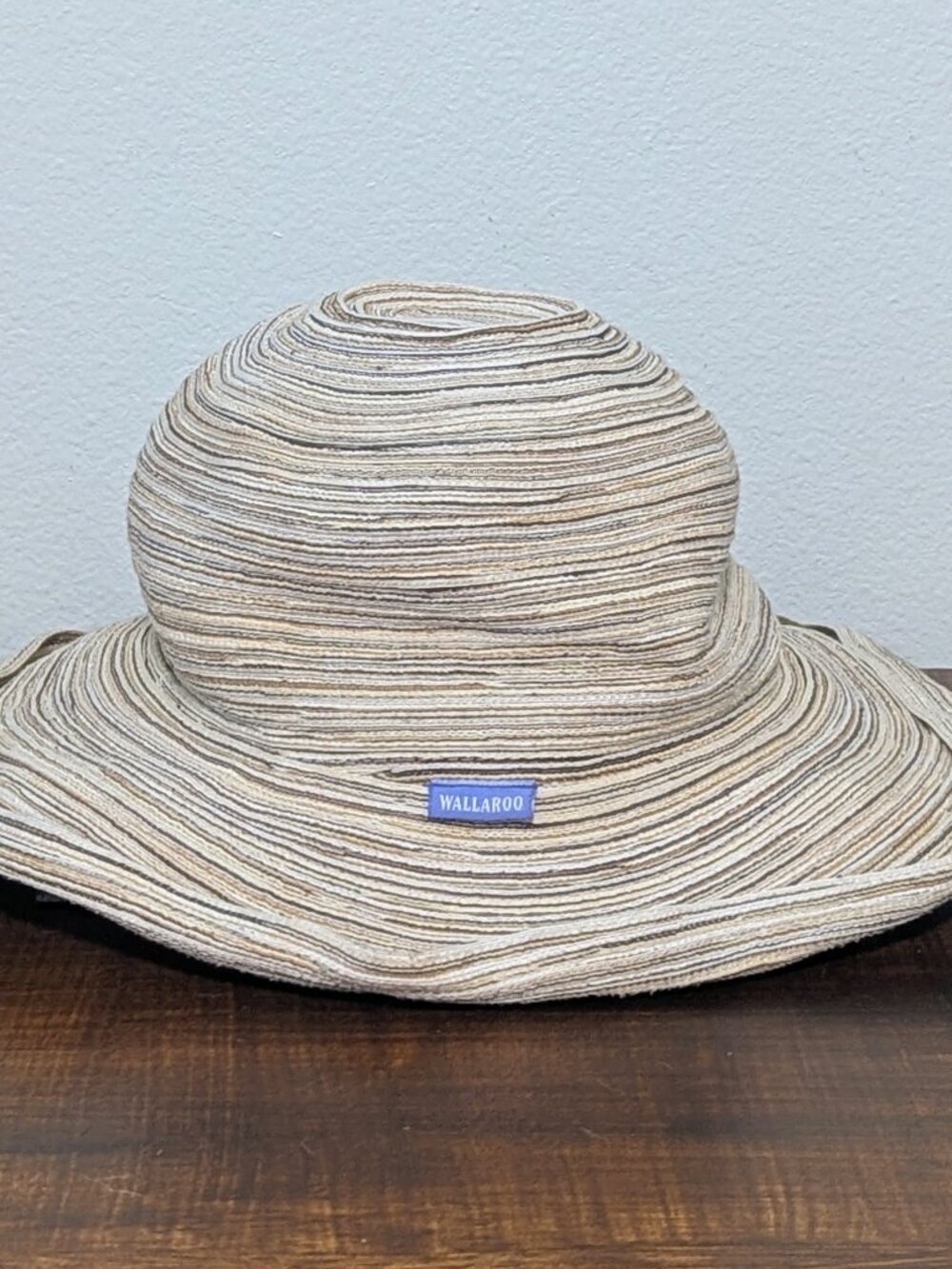 Wallaroo Sydney Sun Hat – Neutral Ribbon Stripe (UPF 50+)